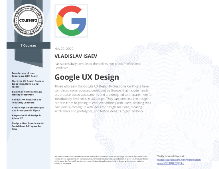 Google Ux Design Course